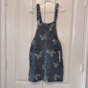 Tinseltown Denim Skirtalls Butterflies Print Size Medium